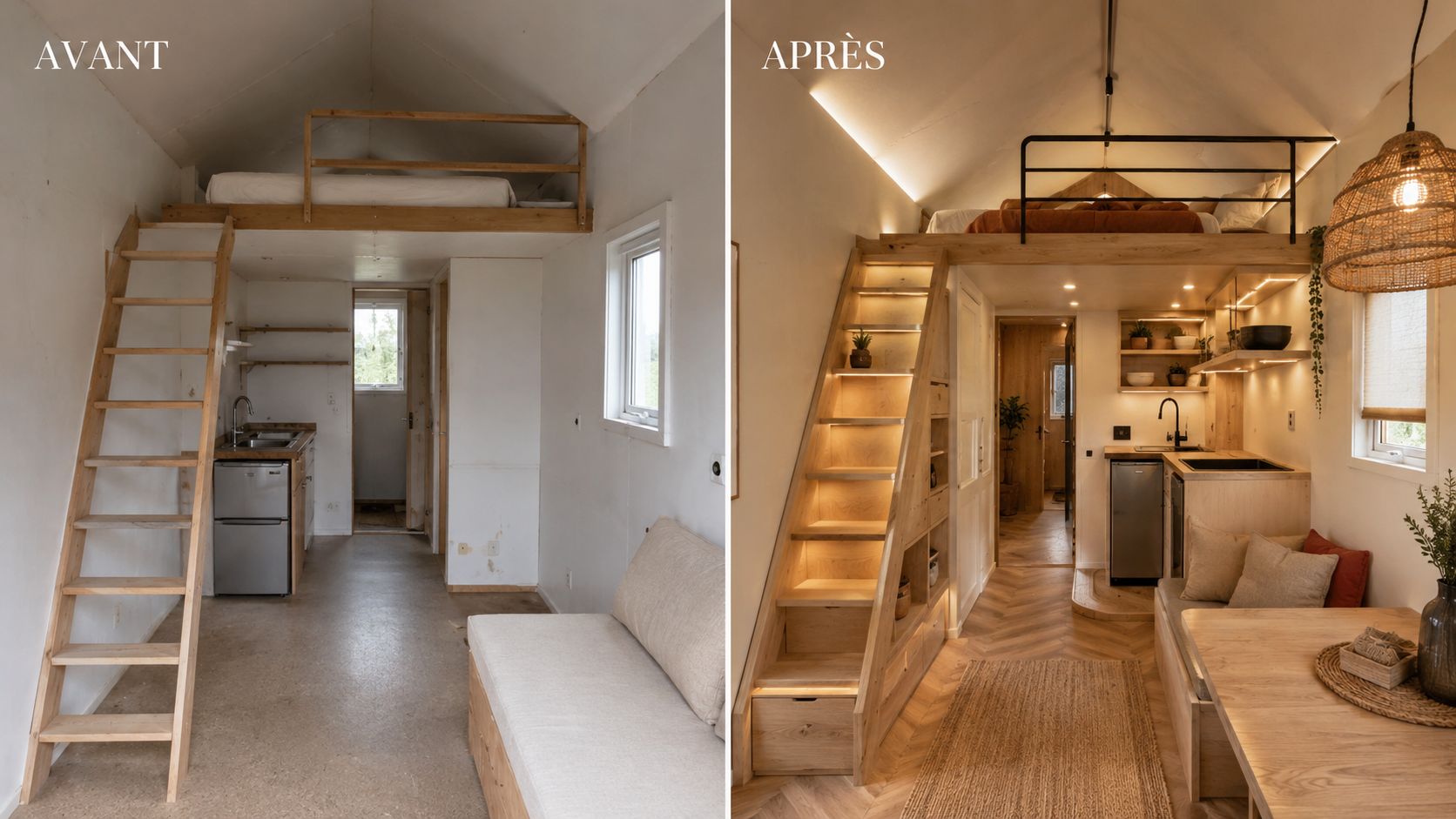 Tiny house avant et après transformation
